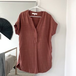 ASTR linen blend cocoon dress - rust burnt orange
